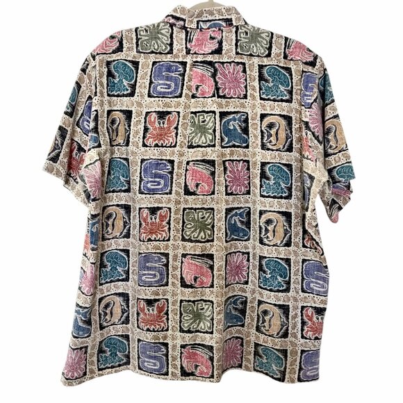 Reyn Spooner Dietrich Varez Mens Size L Sea Life Reverse Print 1/4 Popover Shirt - Picture 3 of 9
